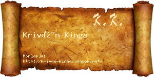 Kriván Kinga névjegykártya